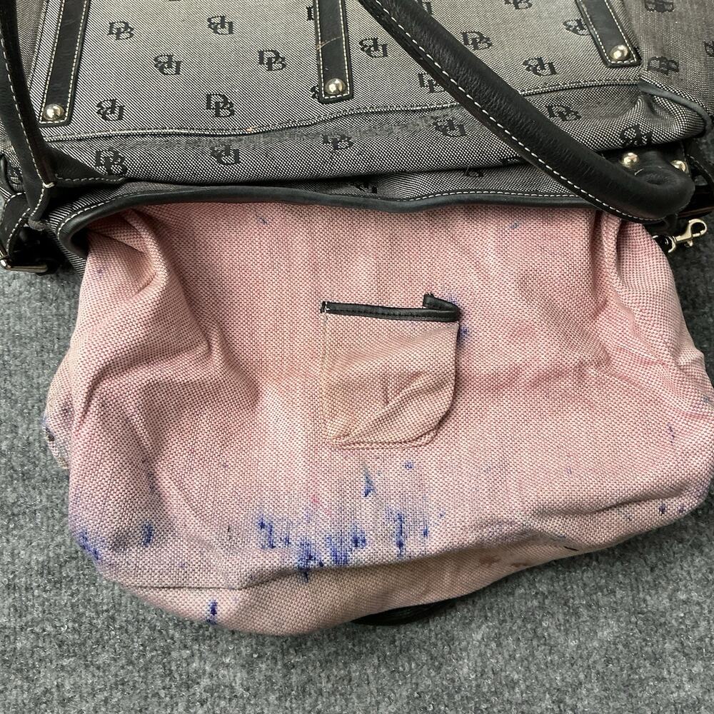 Vintage Dooney & Bourke Gray/Black Tulip Satchel Logo Purse With Clip - Picture 10 of 10